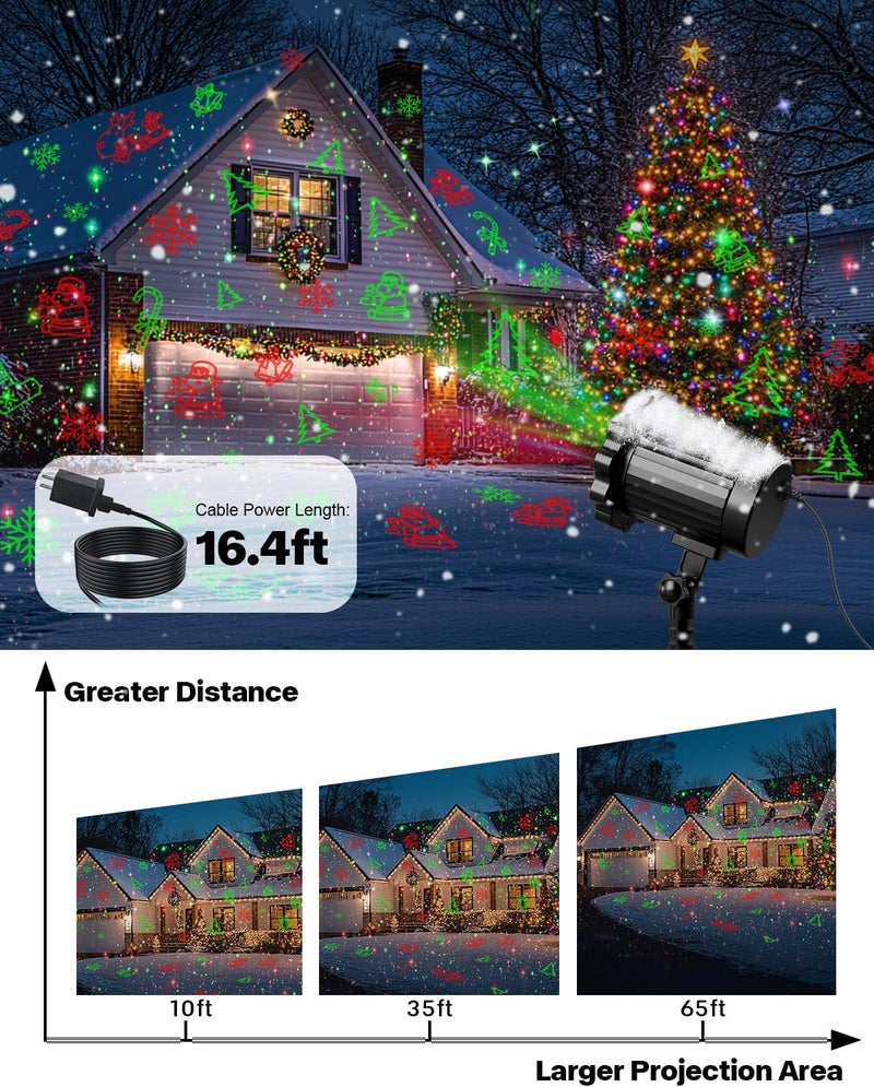 EH.DT Brighter Christmas Projector Lights Outdoor, Laser Light Projector with Remote, 8 Patterns Light Show Holiday Projector, Waterproof Christmas Decorations for Outside, Garden, Party, Home Decor - Image 4